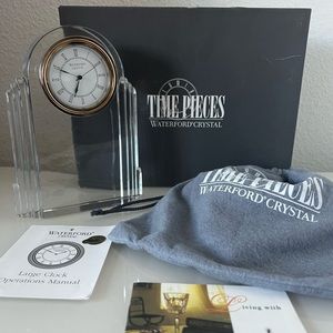 Waterford Crystal Germany Clock - 7-1/4 H x 5-1/4 W x 1-1/2 D, Dust Bag & Box